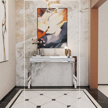Crushed Diamond Mirrored Console Table Entrance Furniture