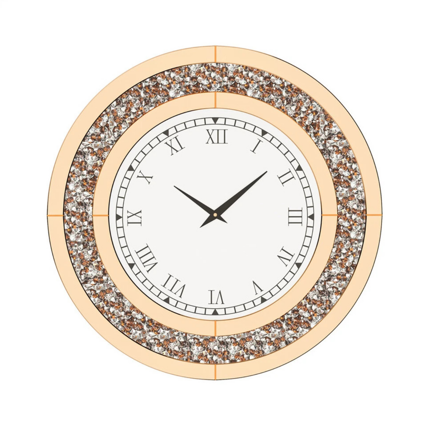 P&P Brown Crushed Diamond Oversized Wall Clock Elegant Accent 80x80cm