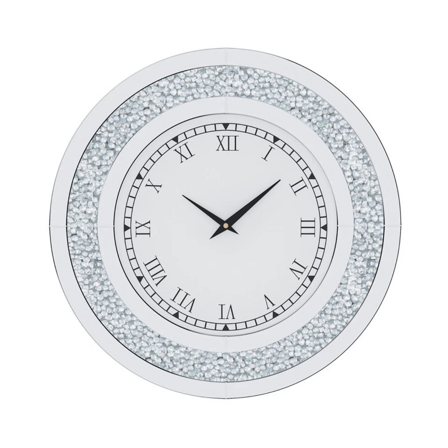 P&P Silver Crushed Diamond Square Wall Clock Luxury Decorative 60x60cm
