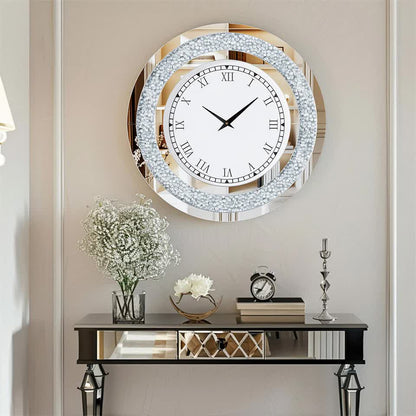 P&P Silver Crushed Diamond Square Wall Clock Luxury Decorative 60x60cm