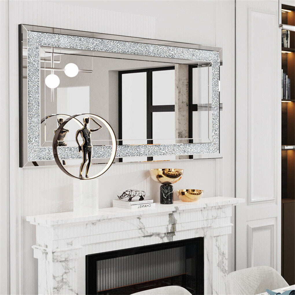 Xxxl Large Gorgeous Diamond Wall Mirror Crushed Crystal Long Full Length Mirror