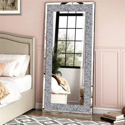 Xxxl Large Gorgeous Diamond Wall Mirror Crushed Crystal Long Full Length Mirror