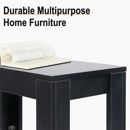 Rustic 2 Tier Side Table Open Accent Table Bedside Storage Slim Coffee End Table