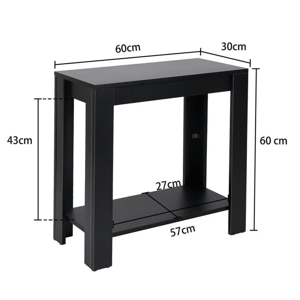 Rustic 2 Tier Side Table Open Accent Table Bedside Storage Slim Coffee End Table