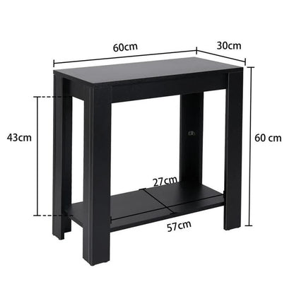 Rustic 2 Tier Side Table Open Accent Table Bedside Storage Slim Coffee End Table