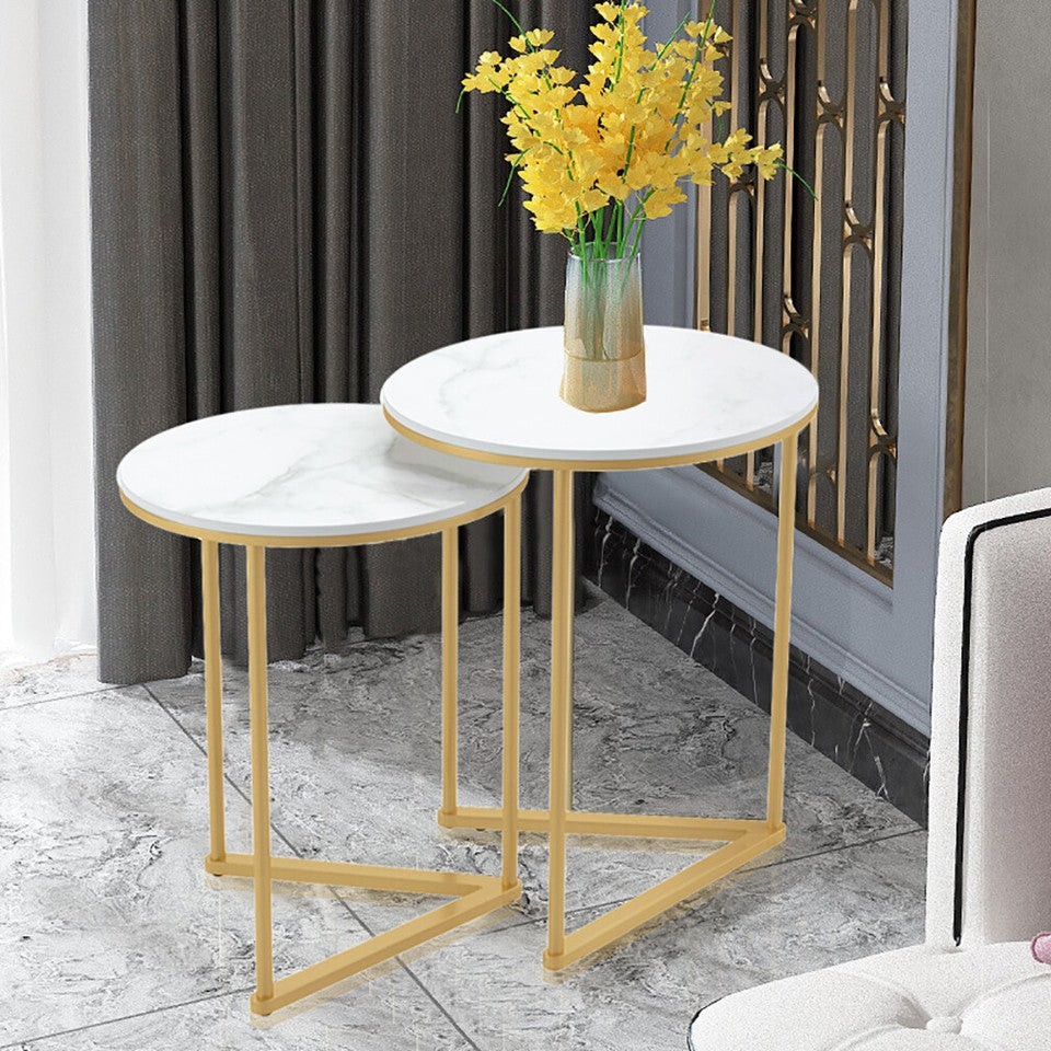 Set of 2 Sintered Stone Nesting End Tables