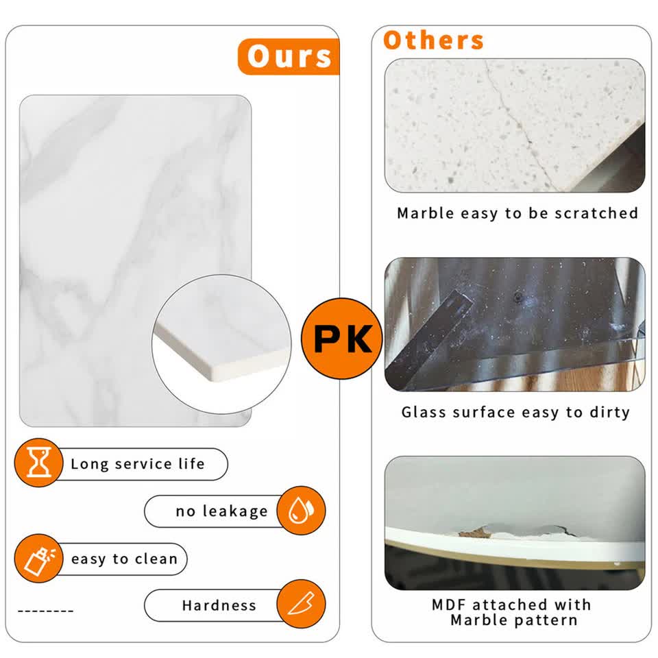 Premium Natural Marble Texture Side End Table Coffee Table Large Bedside Table