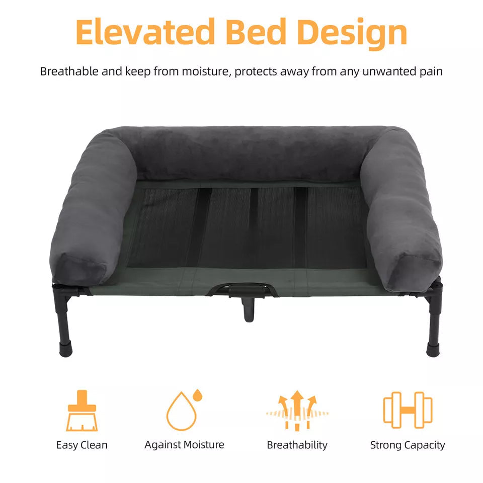 P&P Pet Cot with Bolster Support and Breathable Mesh Design for Dogs to Lounge(XL)