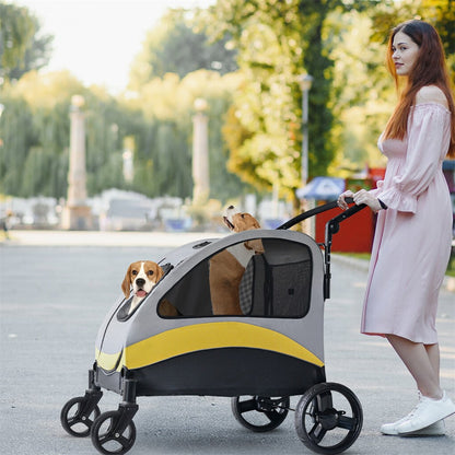 Two Dogs Stroller Divider Pet Travel Stroller Carrier One-key Folding Outdoor