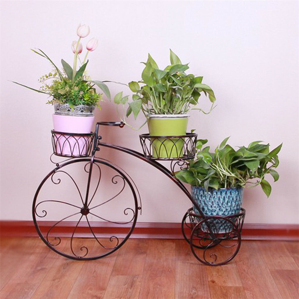 3 Tier Bicycle Style Flower Pots Indoor Outdoor Garden Shelf Rack Metal Plant Stand Au