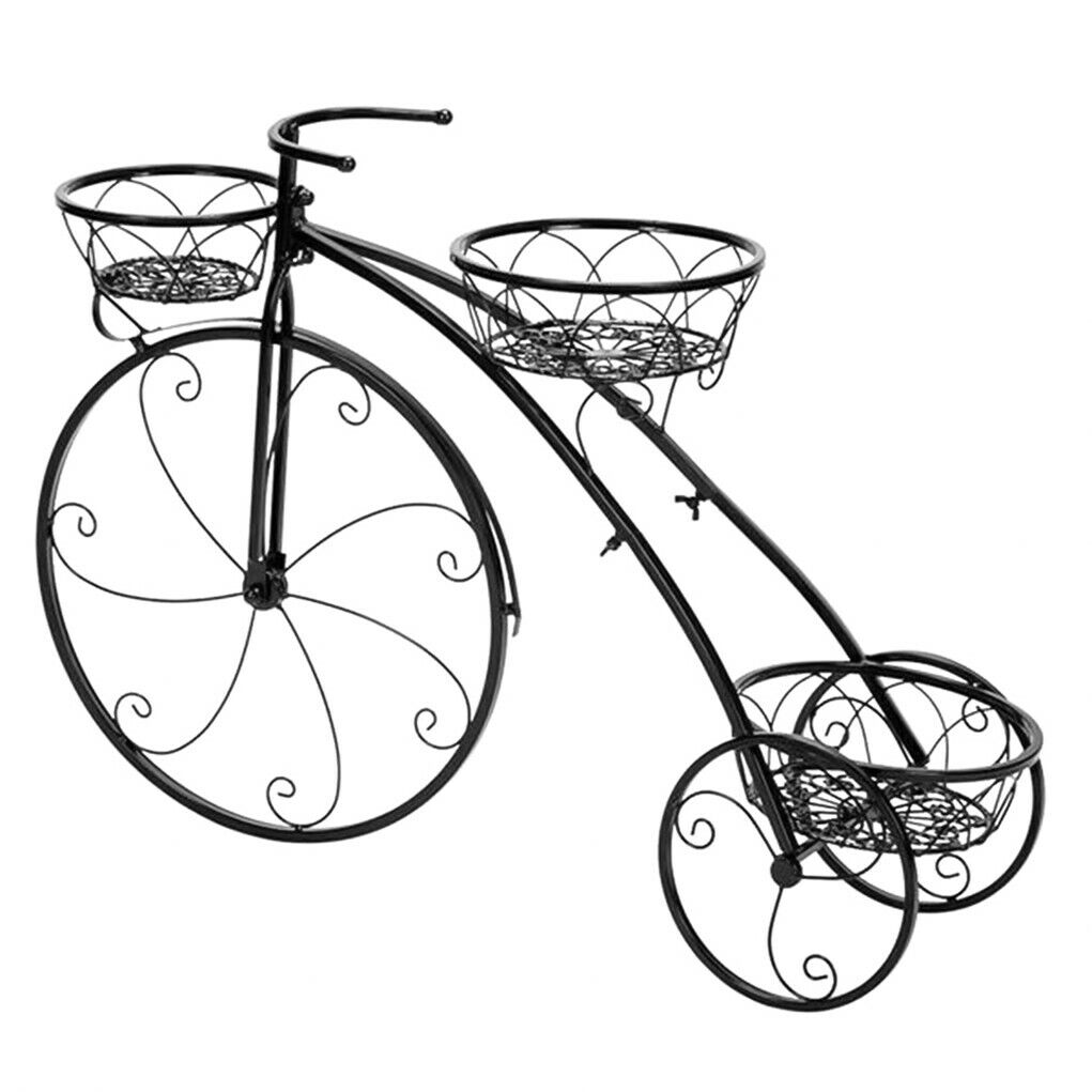 3 Tier Bicycle Style Flower Pots Indoor Outdoor Garden Shelf Rack Metal Plant Stand Au