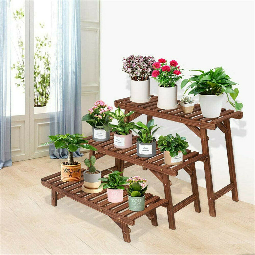 3pcs Plant Stand Flower Step Bench Rack Herb Storage Shelf Garden Indoor Outdoor