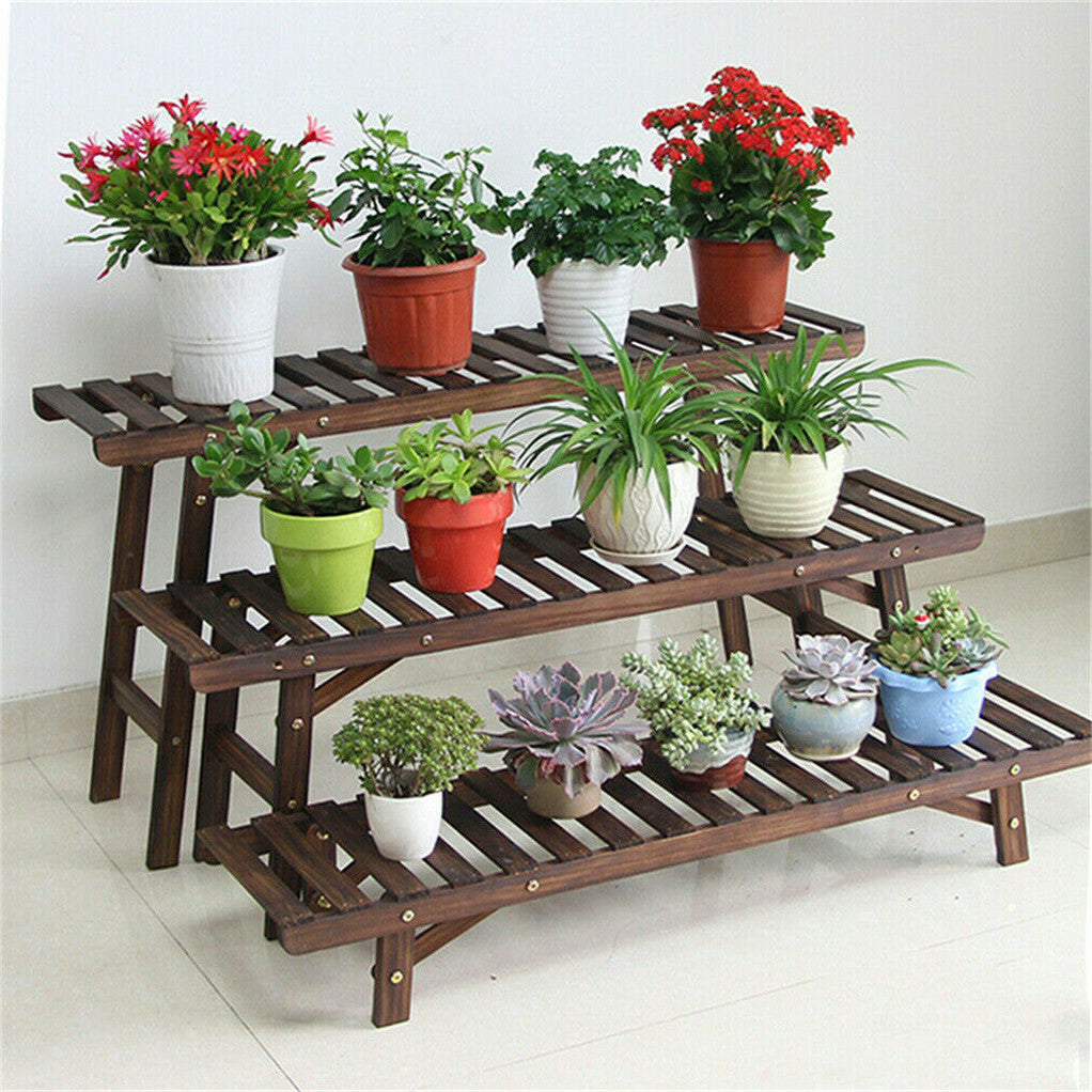 3pcs Plant Stand Flower Step Bench Rack Herb Storage Shelf Garden Indoor Outdoor