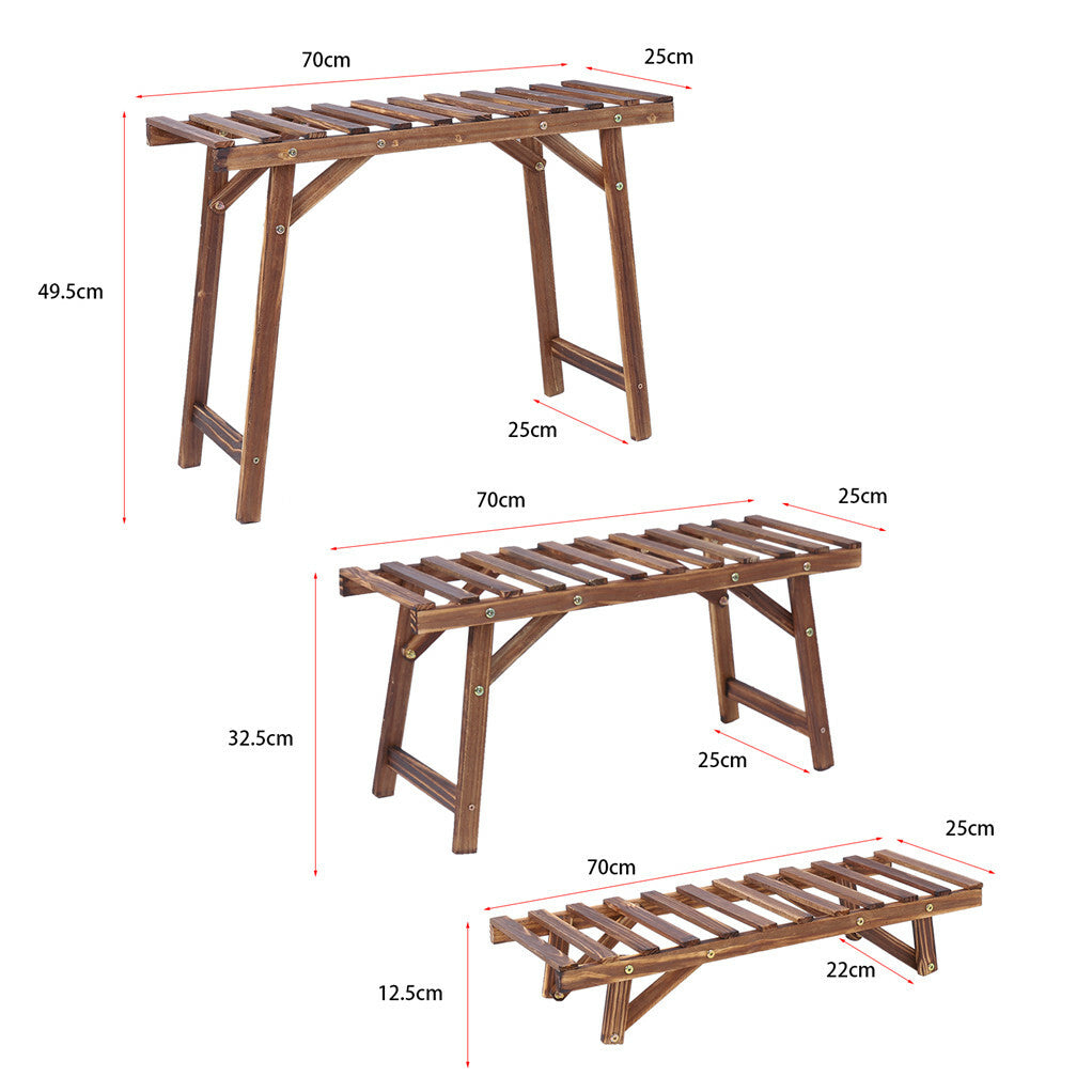 3pcs Plant Stand Flower Step Bench Rack Herb Storage Shelf Garden Indoor Outdoor