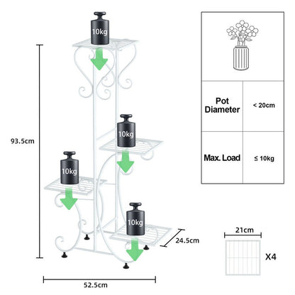 White Practical Plant Stand Wrought Iron Flower Pot Holder Corner Plant Shelf Organize