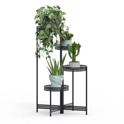 4 Tier Foldable Corner Tall Plant Stand Metal Flower Display Rack Indoor Outdoor