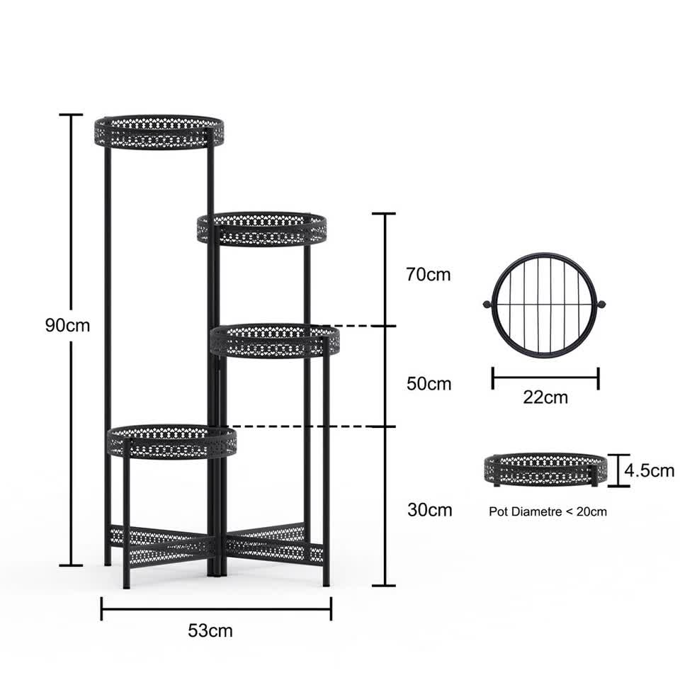 4 Tier Foldable Corner Tall Plant Stand Metal Flower Display Rack Indoor Outdoor