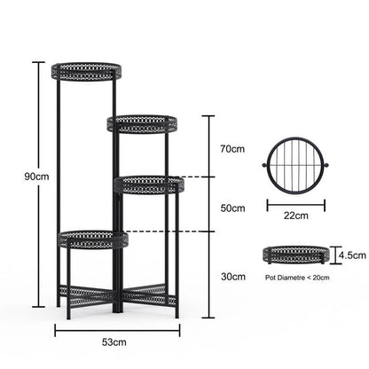 4 Tier Foldable Corner Tall Plant Stand Metal Flower Display Rack Indoor Outdoor