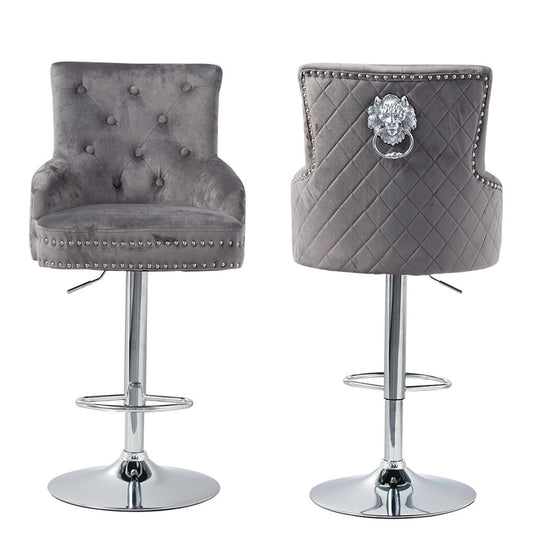 Elegant Swivel Bar Stool Velvet Airlift Counter Height Bar Kitchen Dining Chair