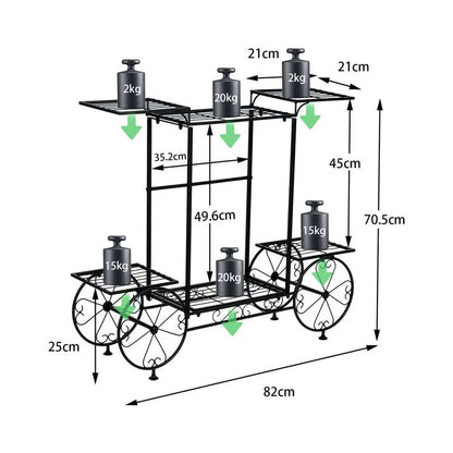 6 Tiers Garden Cart Stand & Flower Pot Plant Holder Display Rack Parisian Style
