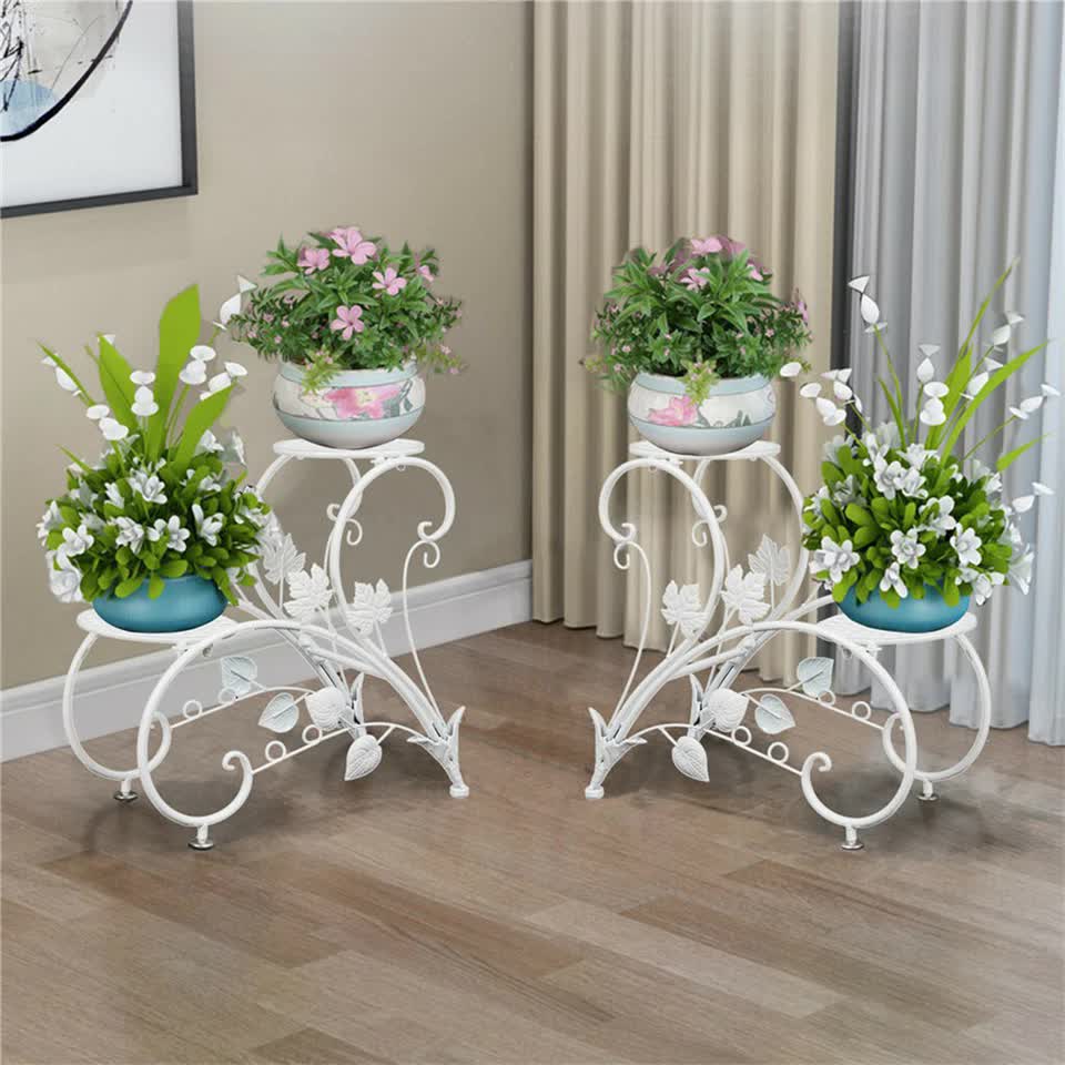 Outdoor Indoor Metal Flower Pots Planter Plant Stands Garden Shelf Racks