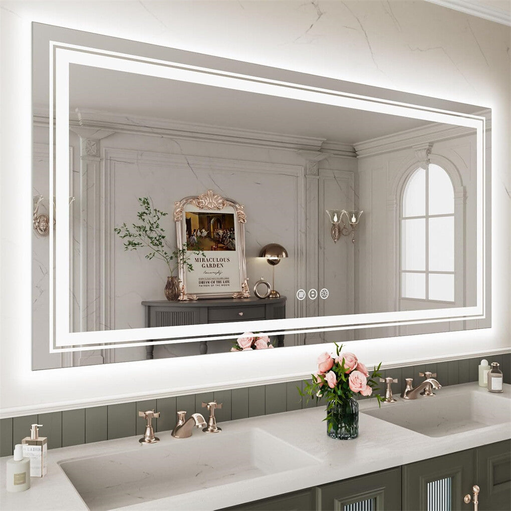 Fin 1200Mm Jumbo Bluetooth Led Bathroom Mirror Music Anti-Fog Vanity Mirror