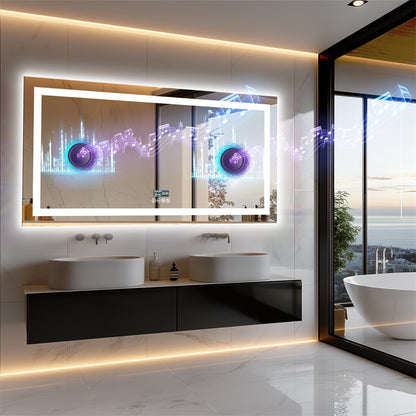 Fin 1200Mm Jumbo Bluetooth Led Bathroom Mirror Music Anti-Fog Vanity Mirror