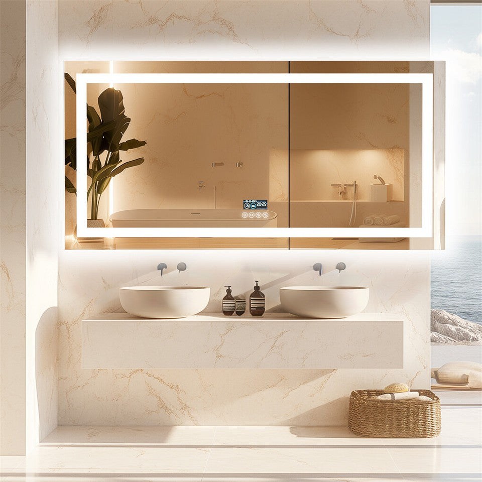 Fin 1200Mm Jumbo Bluetooth Led Bathroom Mirror Music Anti-Fog Vanity Mirror