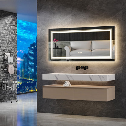 LED Bathroom Mirror Double Light Vanity Makeup Mirror Tall Full-Size Body Mirror 1200*600mm Double LED