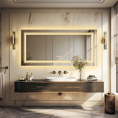 LED Bathroom Mirror Double Light Vanity Makeup Mirror Tall Full-Size Body Mirror 1200*600mm Double LED