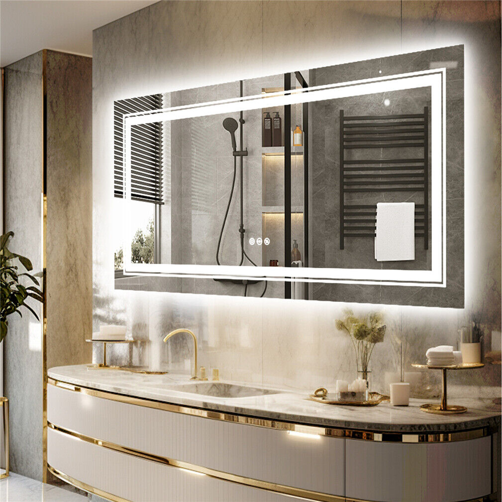 Anti-Fog LED Bathroom Mirror with 2-Way Mount 1000*600mm/Double LED