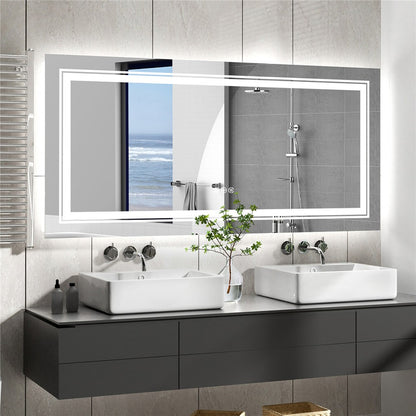 Anti-Fog LED Bathroom Mirror with 2-Way Mount 1000*600mm/Double LED