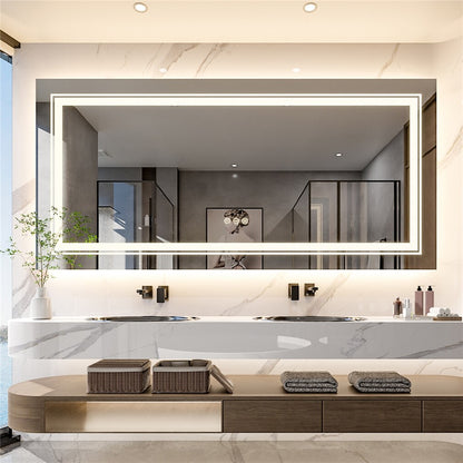 Anti-Fog LED Bathroom Mirror with 2-Way Mount 1000*600mm/Double LED