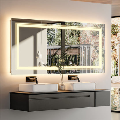 Anti-Fog LED Bathroom Mirror with 2-Way Mount 1000*600mm/Double LED