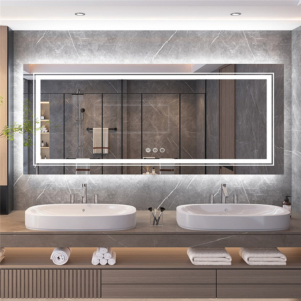 Anti-Fog LED Bathroom Mirror with 2-Way Mount 1000*600mm/Double LED