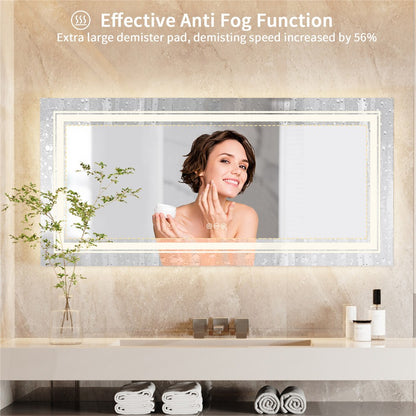 Anti-Fog LED Bathroom Mirror with 2-Way Mount 1000*600mm/Double LED