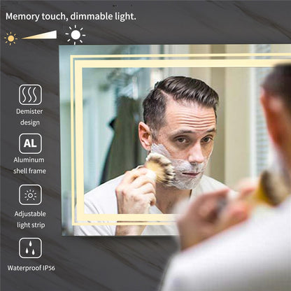 Anti-Fog LED Bathroom Mirror with 2-Way Mount 1000*600mm/Double LED