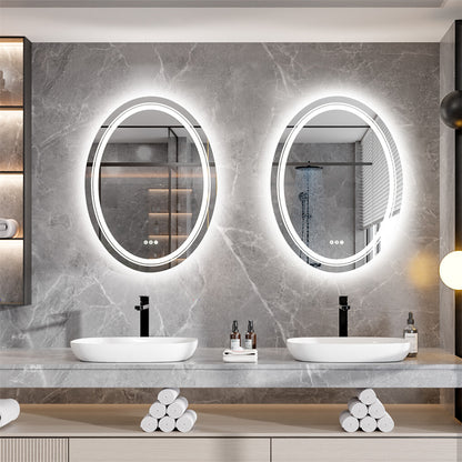 60x80cm Oval Backlit + Front LED Bathroom Mirror Dimmable Shatter-Proof Vanity Mirror