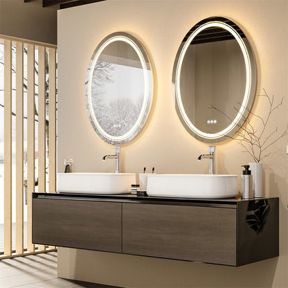 60x80cm Oval Backlit + Front LED Bathroom Mirror Dimmable Shatter-Proof Vanity Mirror