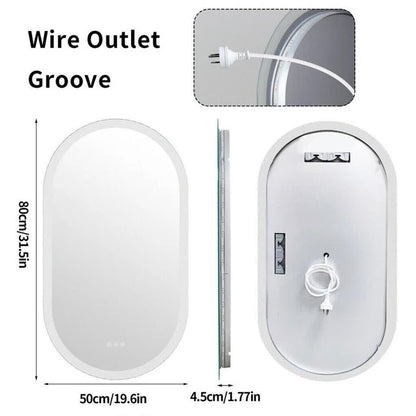 Premium Oval LED Anti-Fog Bathroom Mirror(80x50cm)