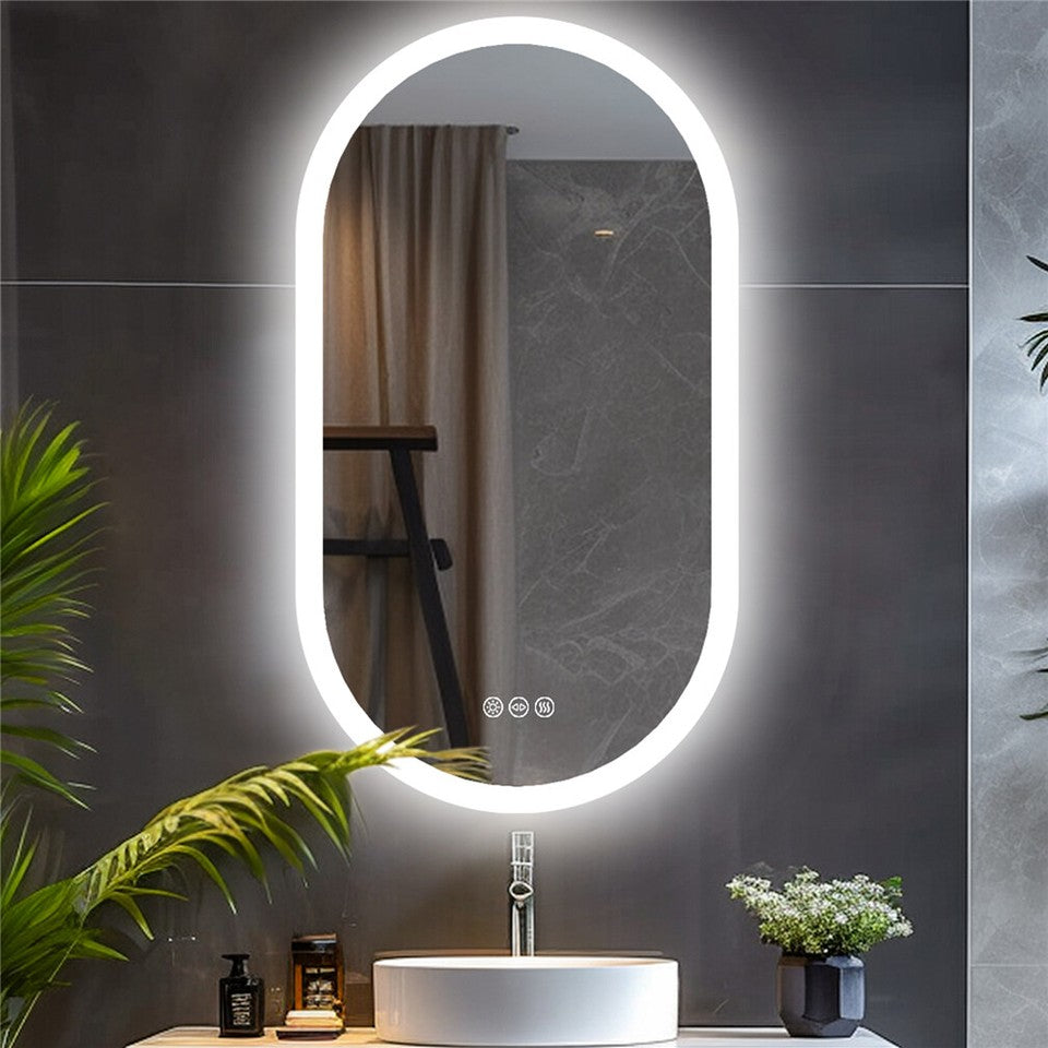 Premium Oval LED Anti-Fog Bathroom Mirror(100x50cm)