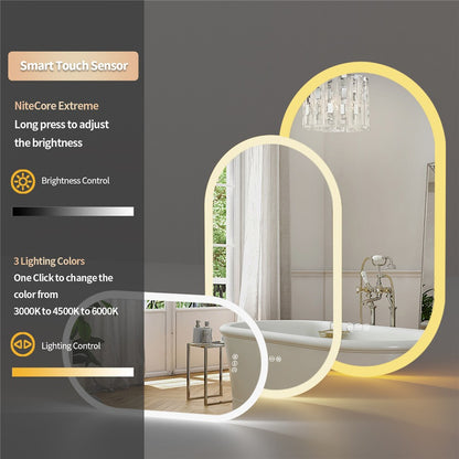 Premium Oval LED Anti-Fog Bathroom Mirror(100x50cm)
