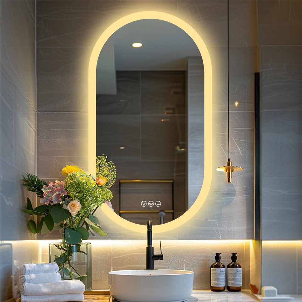 Premium Oval LED Anti-Fog Bathroom Mirror(120x60cm)
