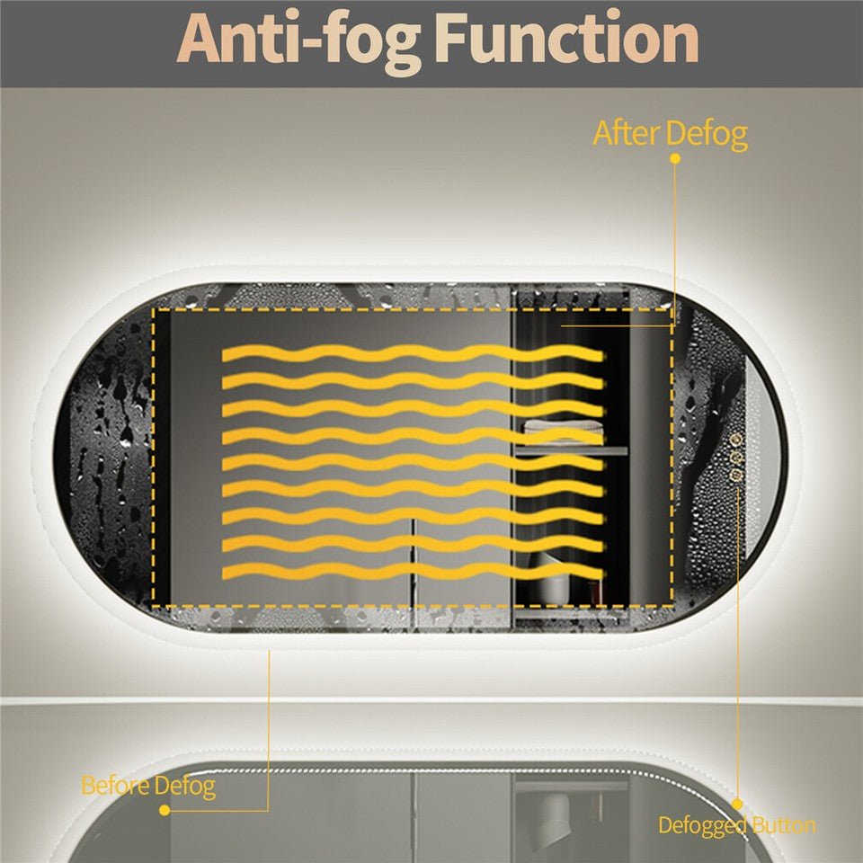 Premium Oval LED Anti-Fog Bathroom Mirror(120x60cm)