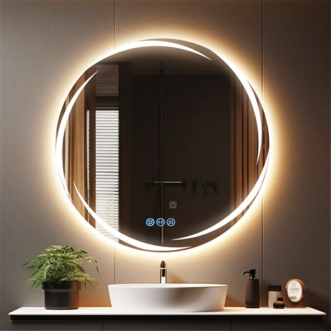 Round LED Anti-Fog Backlit Bathroom Mirror(60x60cm)