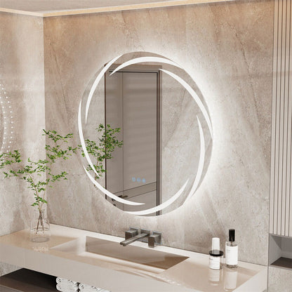 Round LED Anti-Fog Backlit Bathroom Mirror(60x60cm)