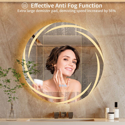 Round LED Anti-Fog Backlit Bathroom Mirror(60x60cm)