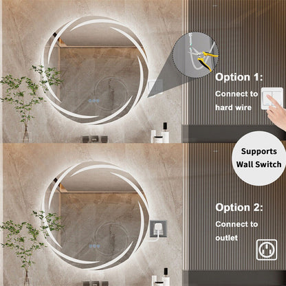 Round LED Anti-Fog Backlit Bathroom Mirror(60x60cm)
