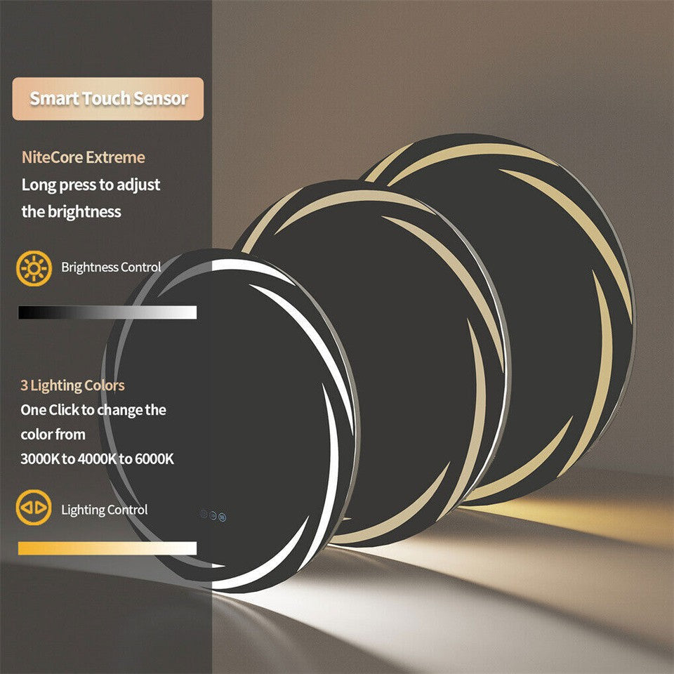Round LED Anti-Fog Backlit Bathroom Mirror(60x60cm)