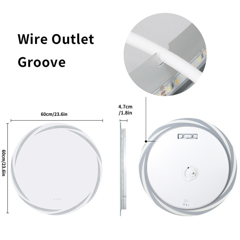 Round LED Anti-Fog Backlit Bathroom Mirror(60x60cm)